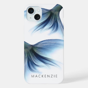Coque iPhone 15 Plus Queue de Sirène Glam Lustre Bleu Glacé Poussiére