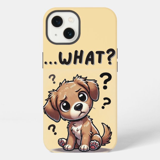 Coque iPhone "...quoi ?" Adorable Confused Cartoon Puppy (Verso)