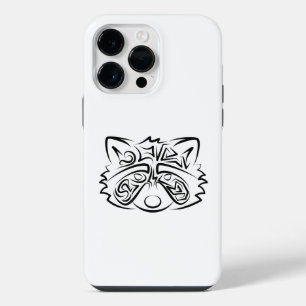 Coque Pour Pour iPhone 14 Pro Max Raccoon tribal noir et blanc