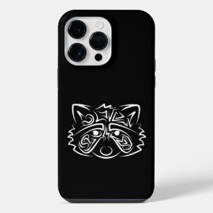 Coque Pour Pour iPhone 14 Pro Max Raccoon tribal noir et blanc