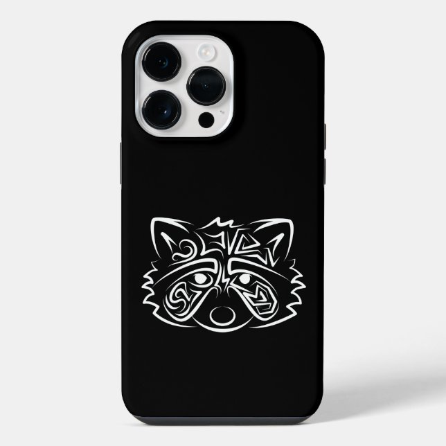 Coque iPhone Raccoon tribal noir et blanc (Verso)