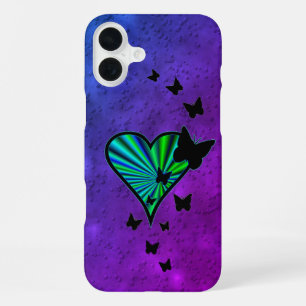 Coque iPhone 16 Plus Rainbow heart and Butterfly