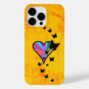 Coque Pour Pour iPhone 14 Pro Max Rainbow heart and Butterfly