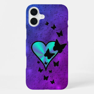 Coque iPhone 16 Plus Rainbow heart and Butterfly