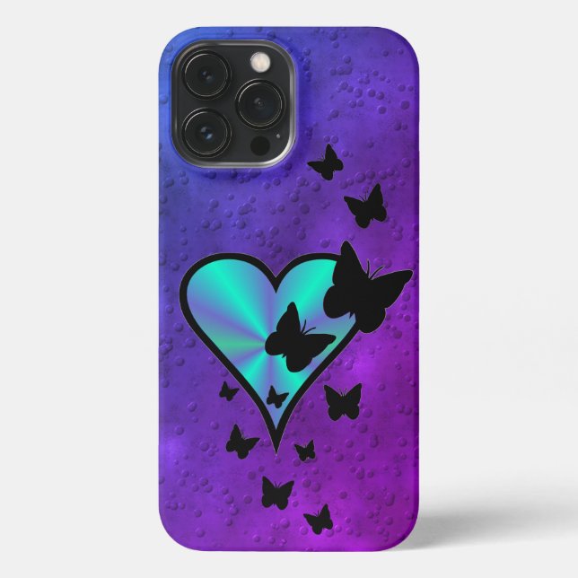 Coque iPhone Rainbow heart and Butterfly (Verso)