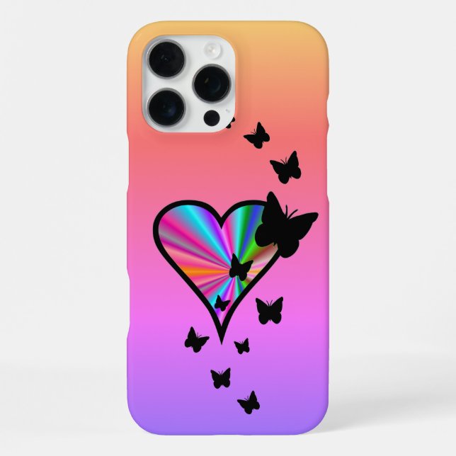 Coque iPhone Rainbow heart and Butterfly (Verso)