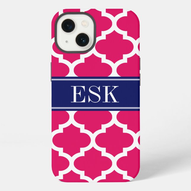 Coque iPhone Raspberry Marocaine #5 Navy 5c ESK Monogramme (Verso)