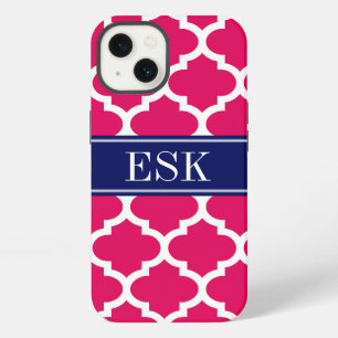 Etui iPhone 13 Raspberry Moroccan #5 Navy 5c ESK Monogramme