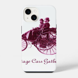 Coque Pour iPhone 14 Rassemblement de voitures anciennes , violet rose