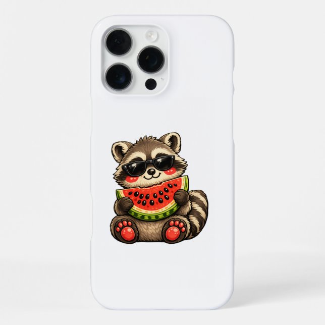 Coque iPhone Raton laveur mignon avec pastèque (Verso)