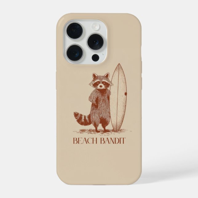 Coque iPhone Raton laveur surfeur bandit de la plage – Drôle vi (Verso)