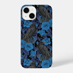 Coque Pour iPhone 14 Ravins et roses bleus