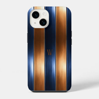 Coque Pour iPhone 14 Rayé bleu et marron