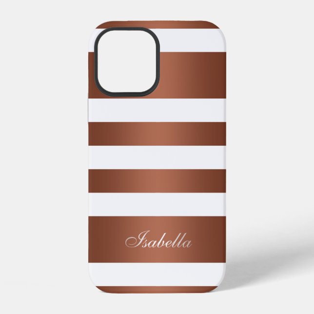 Coque iPhone Rayé de cuivre blanc (Verso)