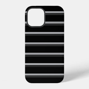 Coque iPhone 12 Rayé noir blanc chic 