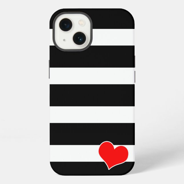 Coque iPhone Rayé noir et blanc tendance (Verso)