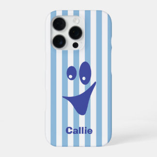 Coque iPhone 16 Pro Rayure bleu ciel Navy Sourire excentrique