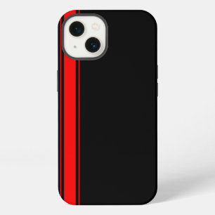 Etui iPhone 13 Rayure de course noire et rouge