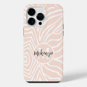 Coque Pour Pour iPhone 14 Pro Max Rayure de Zèbre de Couleur Personnalisée Monogramm
