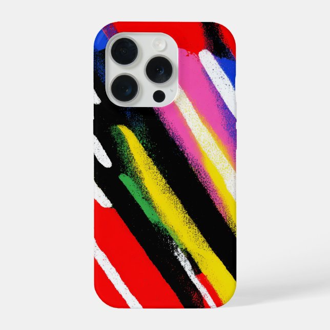 Coque iPhone Rayure diagonale néon de couleur clashing (Verso)