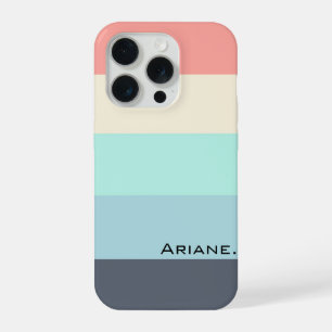 Coque iPhone 15 Pro rayure horizontale rose beige tendance élégant chi
