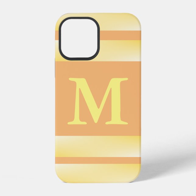 Coque iPhone Rayure jaune Monogramme (Verso)