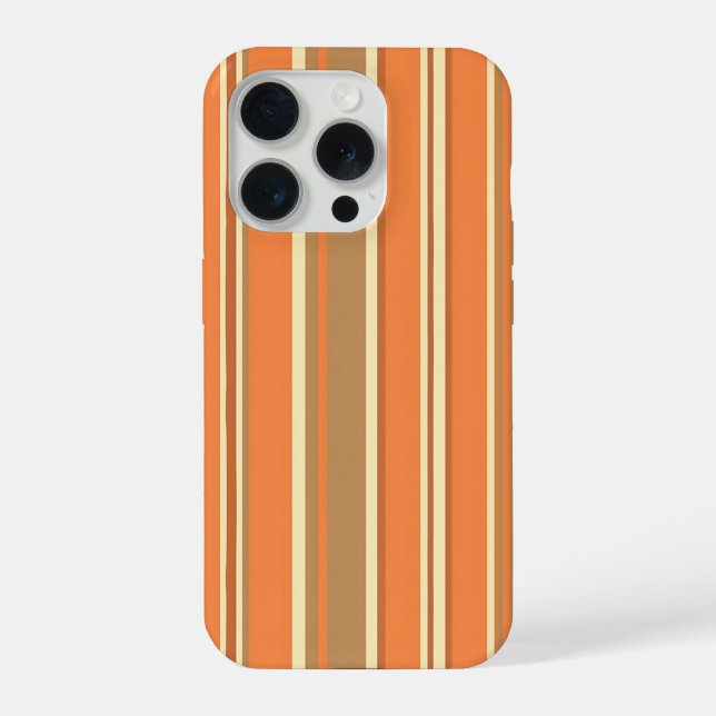Coque iPhone Rayure marron orange rétro moderne du milieu du si (Verso)