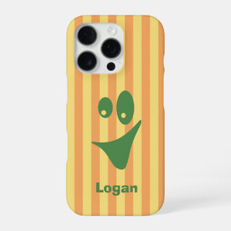 Coque iPhone 16 Pro Rayure orange verte sourire original