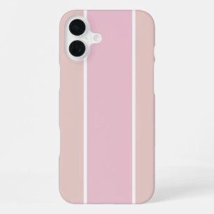 Coque iPhone 16 Plus Rayure verticale rose pâle et beige