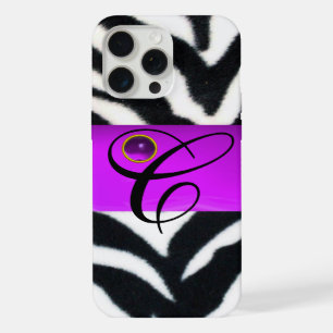 COQUE iPhone 15 PRO MAX RAYURE ZÈBRE FOURRURE NOIR BLANC GEMME VIOLETTE MO