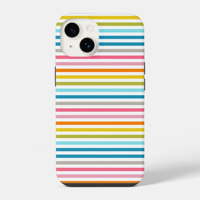 Coque iPhone Rayures Arc-en-ciel d'Été (Verso)