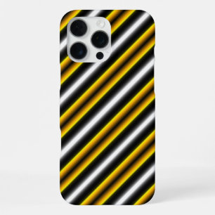 Coque iPhone 16 Pro Max Rayures arc-en-ciel jaune noir blanc