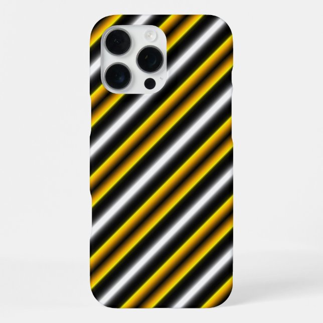 Coque iPhone Rayures arc-en-ciel jaune noir blanc (Verso)