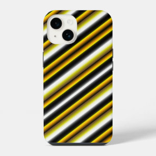 Coque Pour iPhone 14 Rayures arc-en-ciel jaune noir blanc