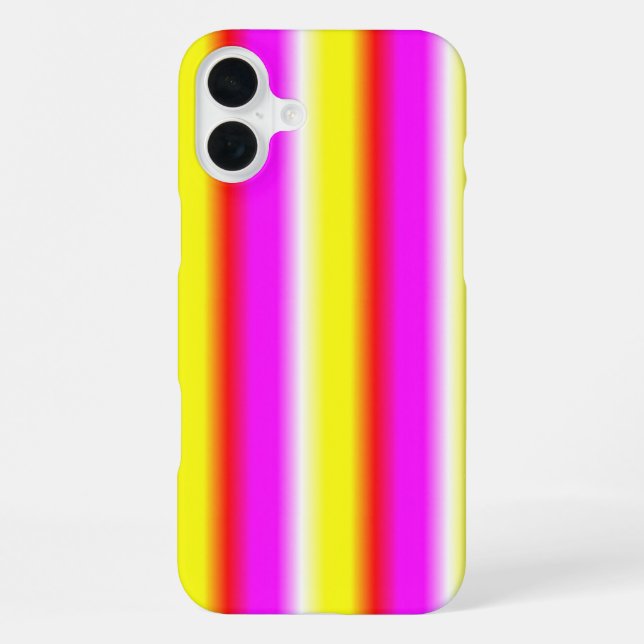 Coque iPhone Rayures arc-en-ciel rose jaune (Verso)