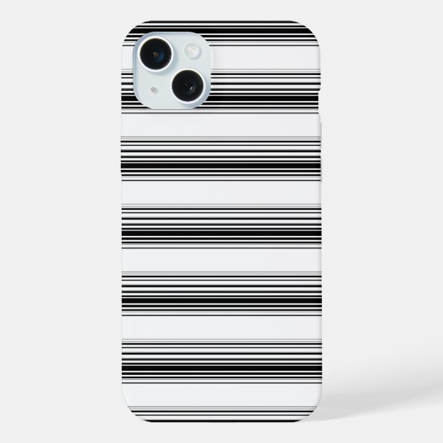 Coque iPhone Rayures blanches noires modernes (Verso)