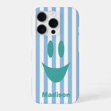 Rayures Bleu Ciel Mignon Smiley Menthe