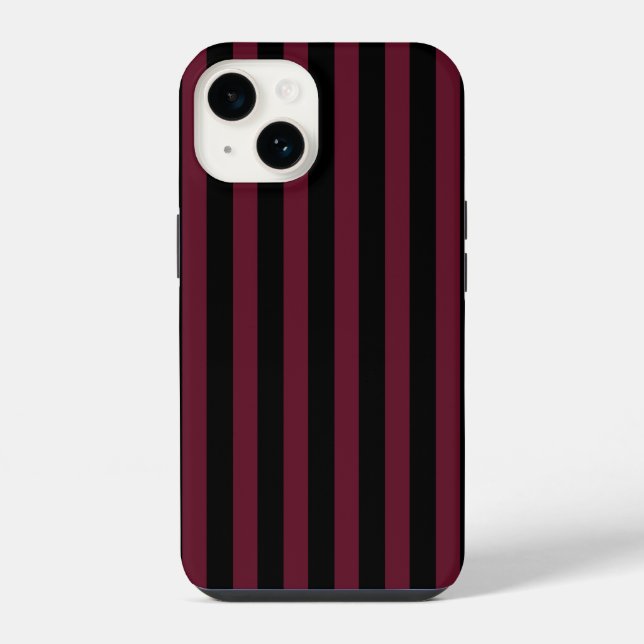 Coque iPhone Rayures bordeaux et noires (Verso)