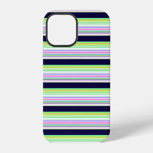 Coque iPhone 12 Rayures colorées bleues mignonnes