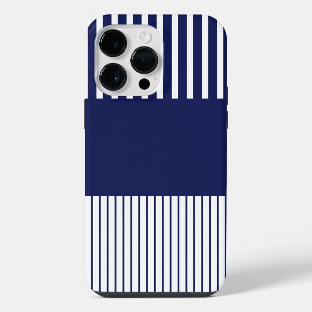 Coque iPhone Rayures Colour Pop - Bleu et Blanc (Verso)