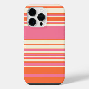 Coque Pour Pour iPhone 14 Pro Max Rayures complexes - Rose, Orange et Crème