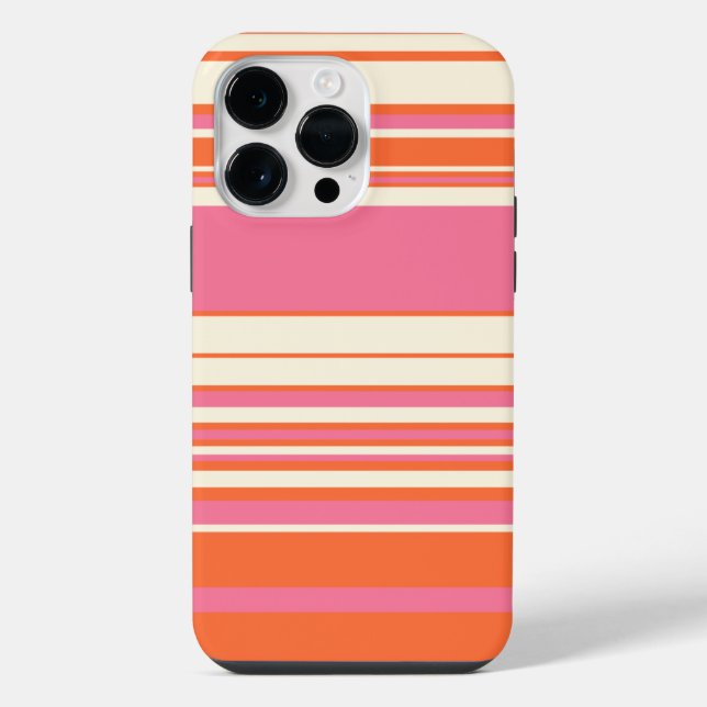 Coque iPhone Rayures complexes - Rose, Orange et Crème (Verso)