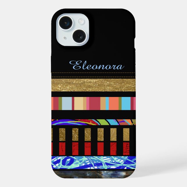 Coque iPhone rayures cool pour ajouter un nom (Verso)