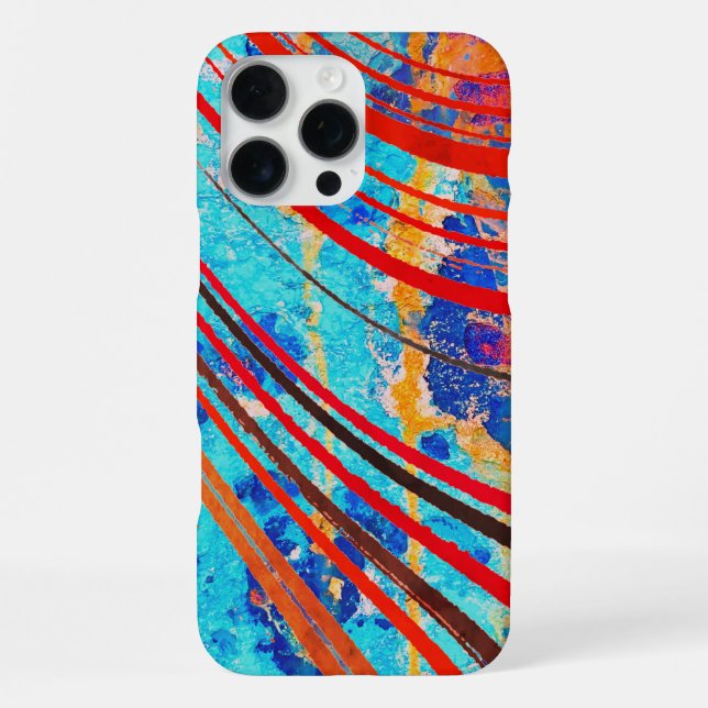 Coque iPhone Rayures courbes multicolores rustiques abstraites (Verso)
