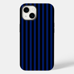 Coque Pour iPhone 14 Rayures de bonbon bleues et noires