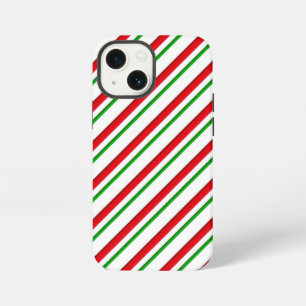 Etui iPhone 13 Mini Rayures de bonbon en rouge, vert et blanc