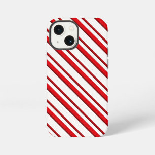 Etui iPhone 13 Mini Rayures de bonbon, rouge et blanc de menthe poivré
