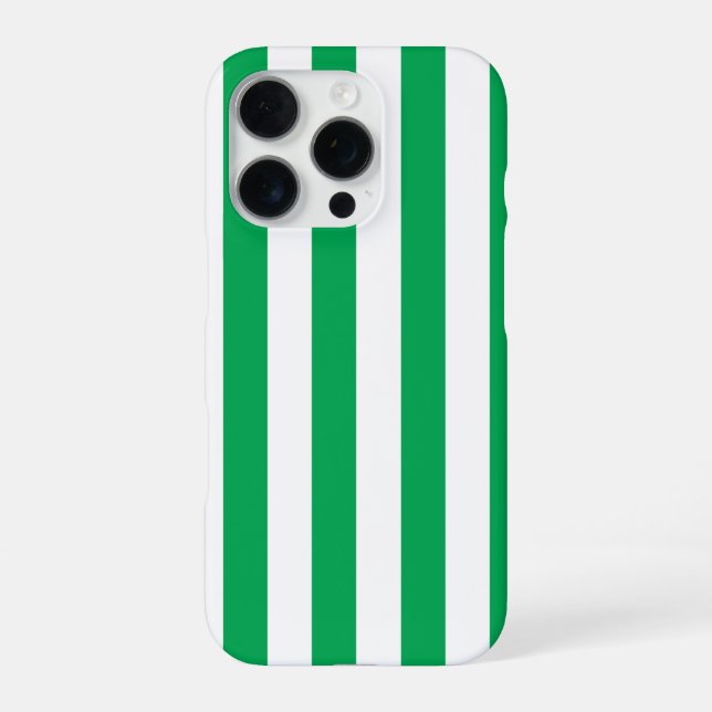 Coque iPhone Rayures de cabane vertes et blanches  (Verso)