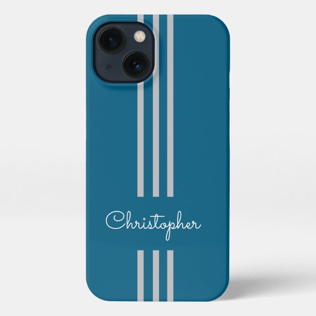 Coque iPhone Rayures de course tendance moderne monogrammées  (Verso)
