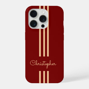 Coque iPhone 15 Pro Rayures de course tendance moderne monogrammées